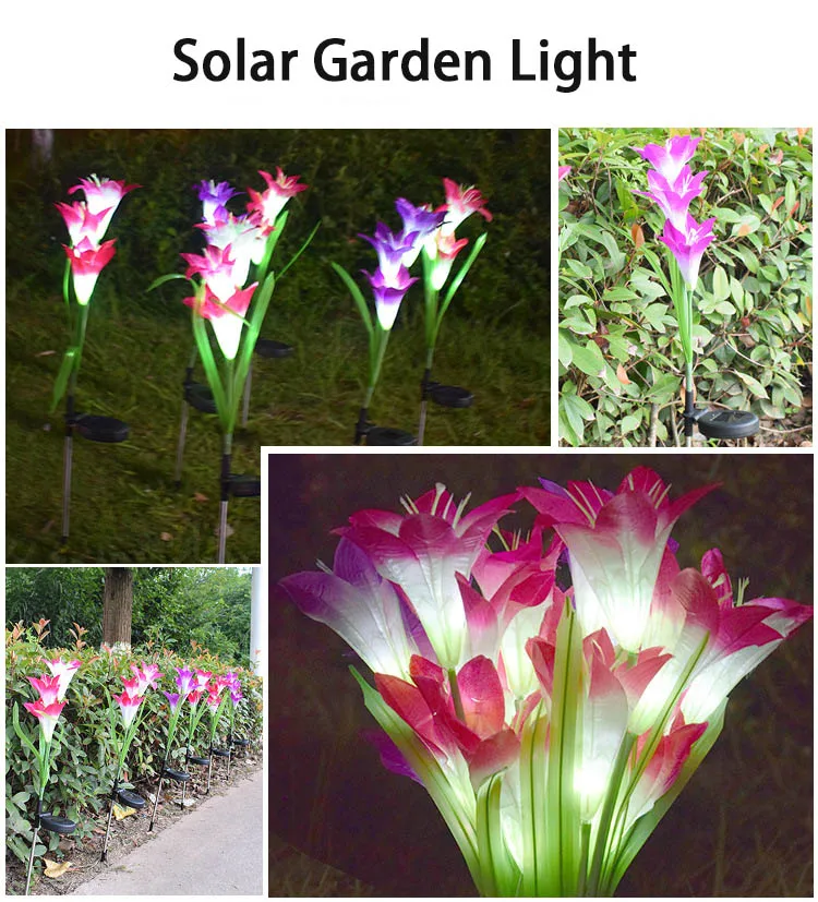 Солнечный свет сада Открытый водонепроницаемый 4 Лилия последователь Led лужайка