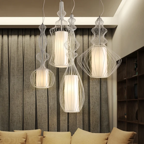 

Nordic Modern Big Nobles Pendant Lights Fixture American White Black Bird Cage Droplights Home Indoor Lighting Hanging Lamps