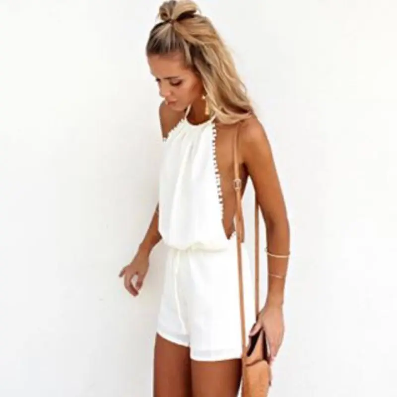 2016 оптовая продажа мода женщины леди клубна спинки playsuit чистый белый рукавов