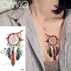 OMMGO красочные Ловец снов перо Временные татуировки стикер Lucky тотемная подвеска фальшивые татуировки на заказ татуировки водонепроницаемый боди-арт