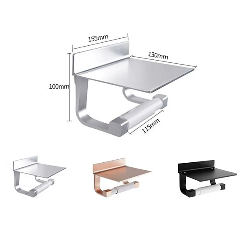 

Punch-free Wall Mounted Durable Rustproof Storage Rack Home Bathroom Tissue Holder Roll Paper Shelf