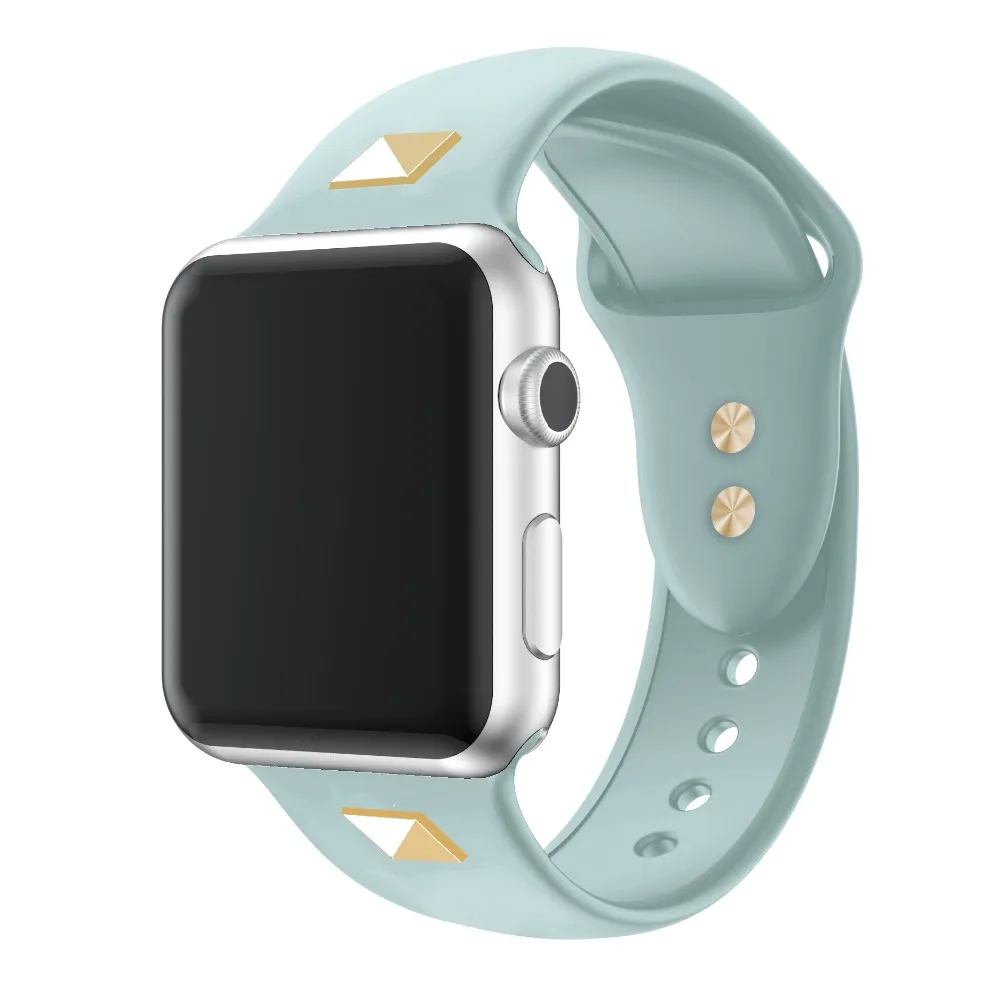 Силиконовый сменный ремешок для часов Apple Watch с заклепками и адаптером Series4 серия 1