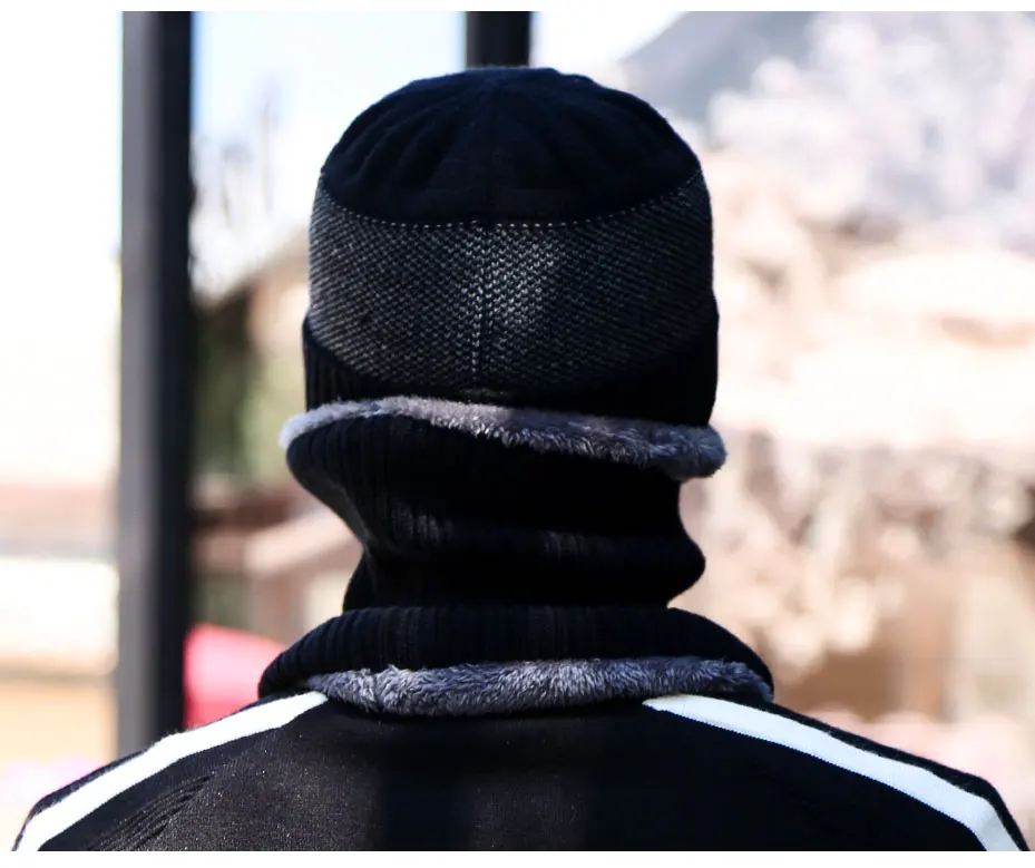 Зимние Шапки для Для мужчин Skullies шапочки женский Gorras плюс бархат Для женщин шарф Кепки комплект Балаклава маска Gorras капот мужской вязаный шляпа