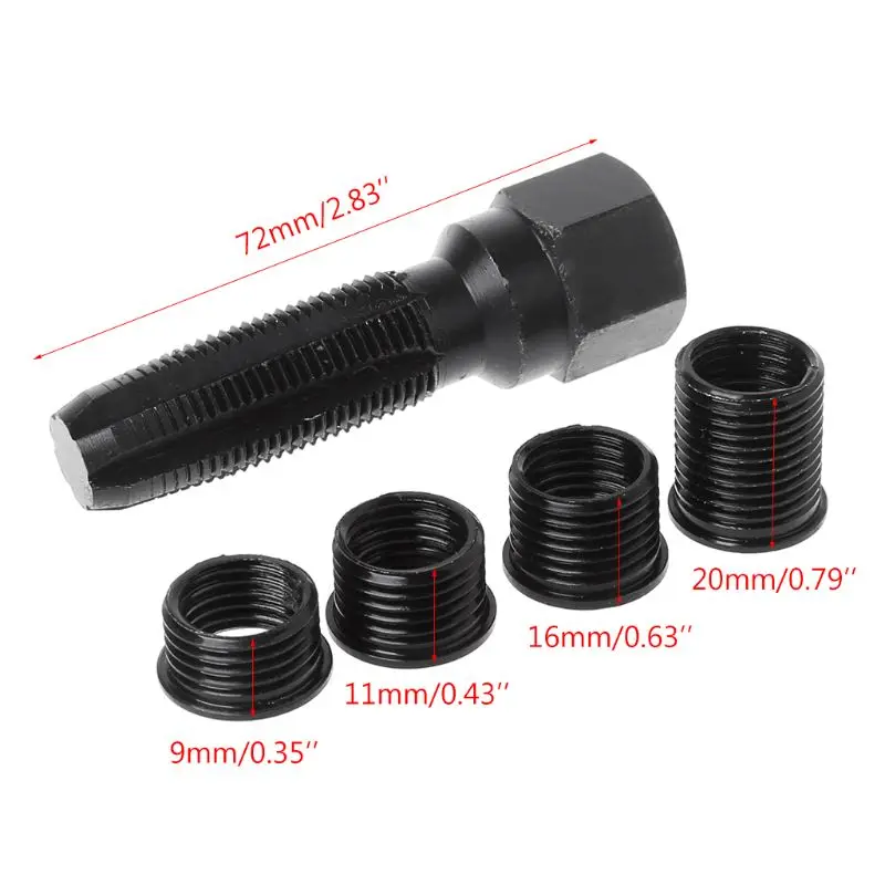 

14mm Spark Plug Rethread Rethreader Repair Tap Tool Reamer Inserts Kit Professional New