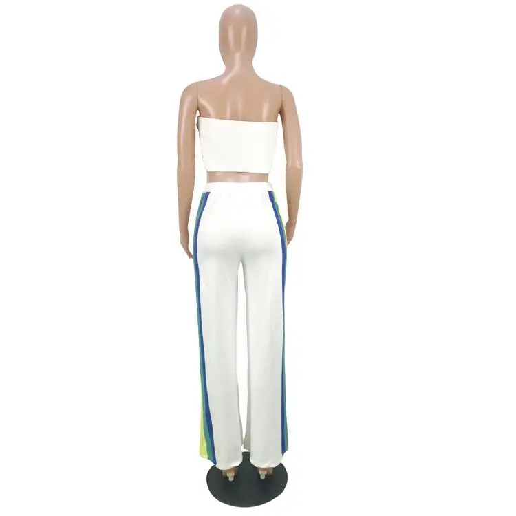 Повседневный Женский костюм в радужную полоску пикантная туника укороченный топ