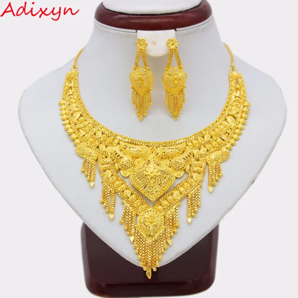 Adixyn Мода Дубай ожерелье серьги набор украшений для женщин девочек золотой цвет