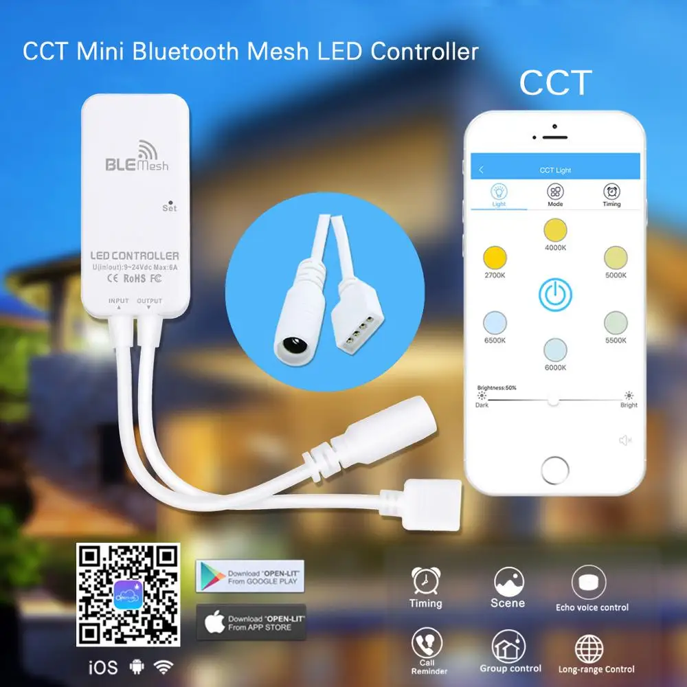 DC9-24V Мини Bluetooth затемнения/CCT/RGB/RGBW/RGB + CCT контроллер полосы сетки для светильник |