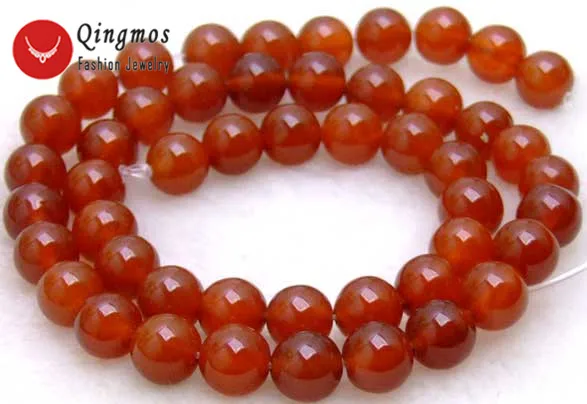 

Qingmos 6mm Round Red Natural Agates Beads for Jewelry Making loose Strand 15" Beadwork-los219