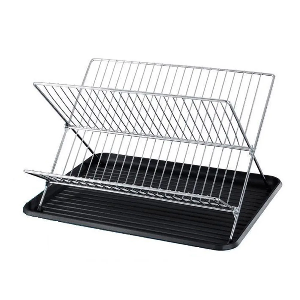 

2 Tier Folding Dish Rack Kitchen Dish Drainer Cup and Dish Organizer Kitchen Storage Organization Accessories