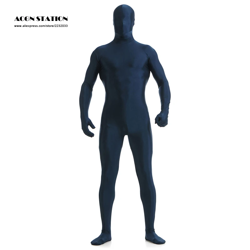 Free shipping Zentai Full Body Skin Suit Catsuit Halloween Costumes customized for open eyes mouth can add crotch zipper | Тематическая
