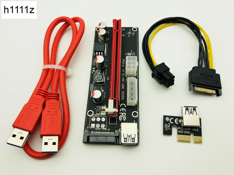 PCI E Riser Card 0 6 м USB3.0 кабель Express 1X к 16X удлинитель USB 3 с 4pin 6pin 15Pin SATA источник питания