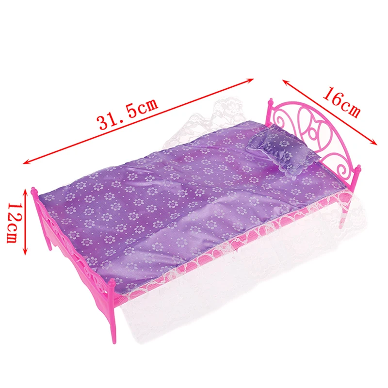 

2018 New Plastic Bed Bedroom Furniture For Dolls Dollhouse Furniture Pink Color Toy For Children Doll Pretend Play Toy