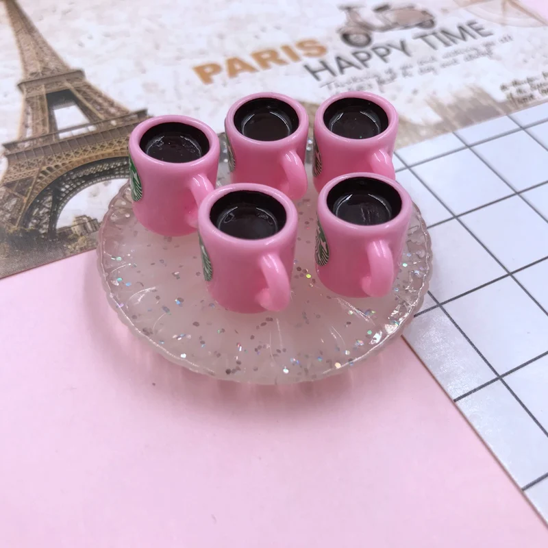 mini mug pink Смола Горячая миниатюрные милые кавайные чашки, смолы кабошоны для телефона деко, ювелирные аксессуары DIY - Цвет: mini mug pink