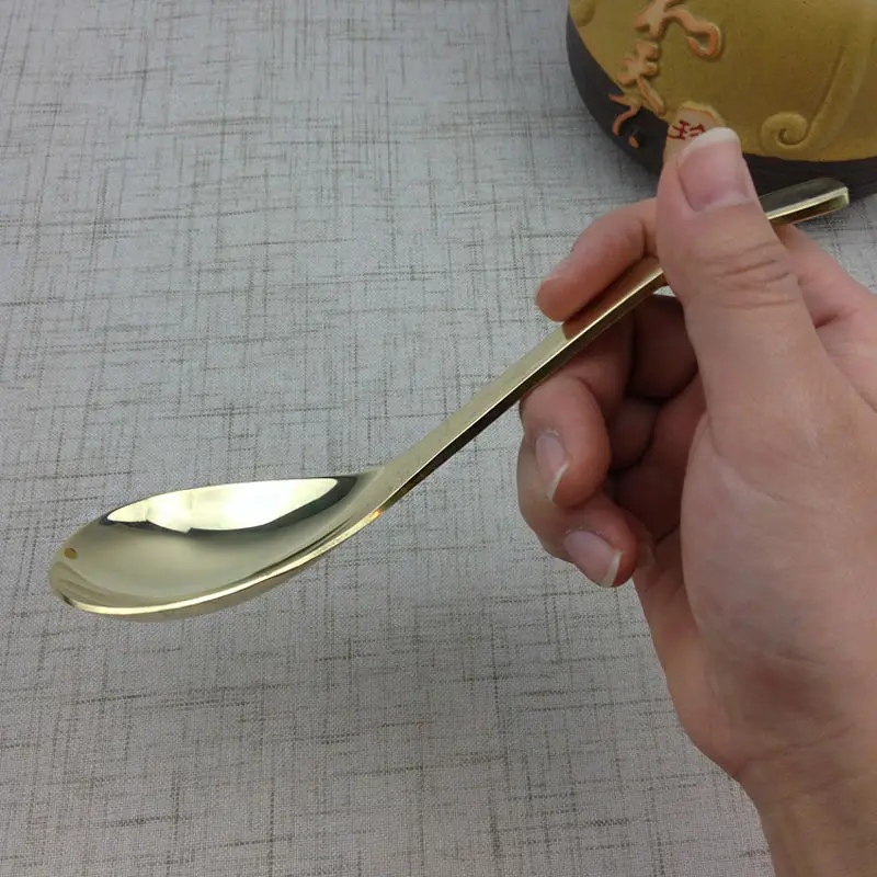 Медная ложка для супа латунная обеденная классические экологичные столовые