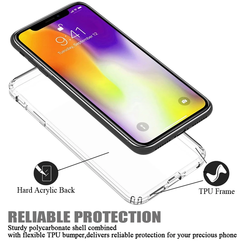 

For Apple iPhone XR Case XS Max Crystal Case Silicone Phone cover for Coque iPhone XS Max Case iPhoneXR Clear Hybrid Back Funda