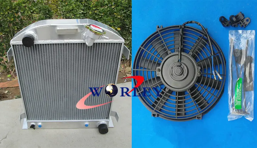 

New 3core 1932 32 For ForD HIBOY HI-BOY CHOPPED For ForD Engine Aluminum Radiator + Fan