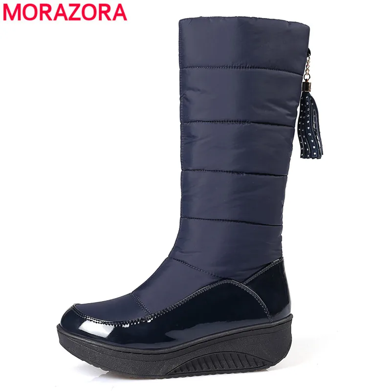 Женские зимние ботинки MORAZORA черные/синие из искусственной кожи на платформе