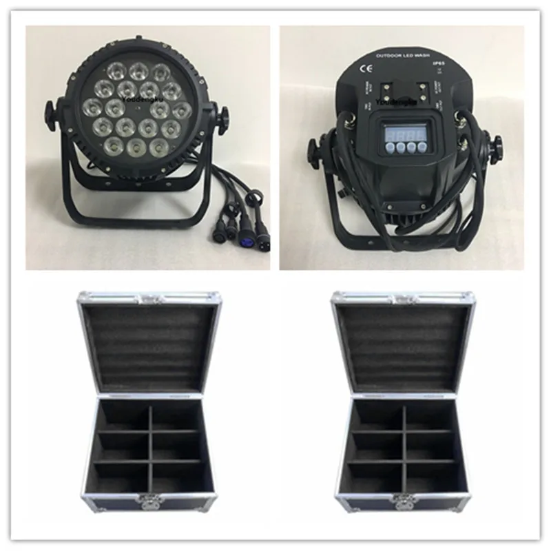 12 шт. + 2 корпуса 18x18 Вт RGBWA uv 6 в 1 цвет смешивания Led Par Can водонепроницаемый led disco par