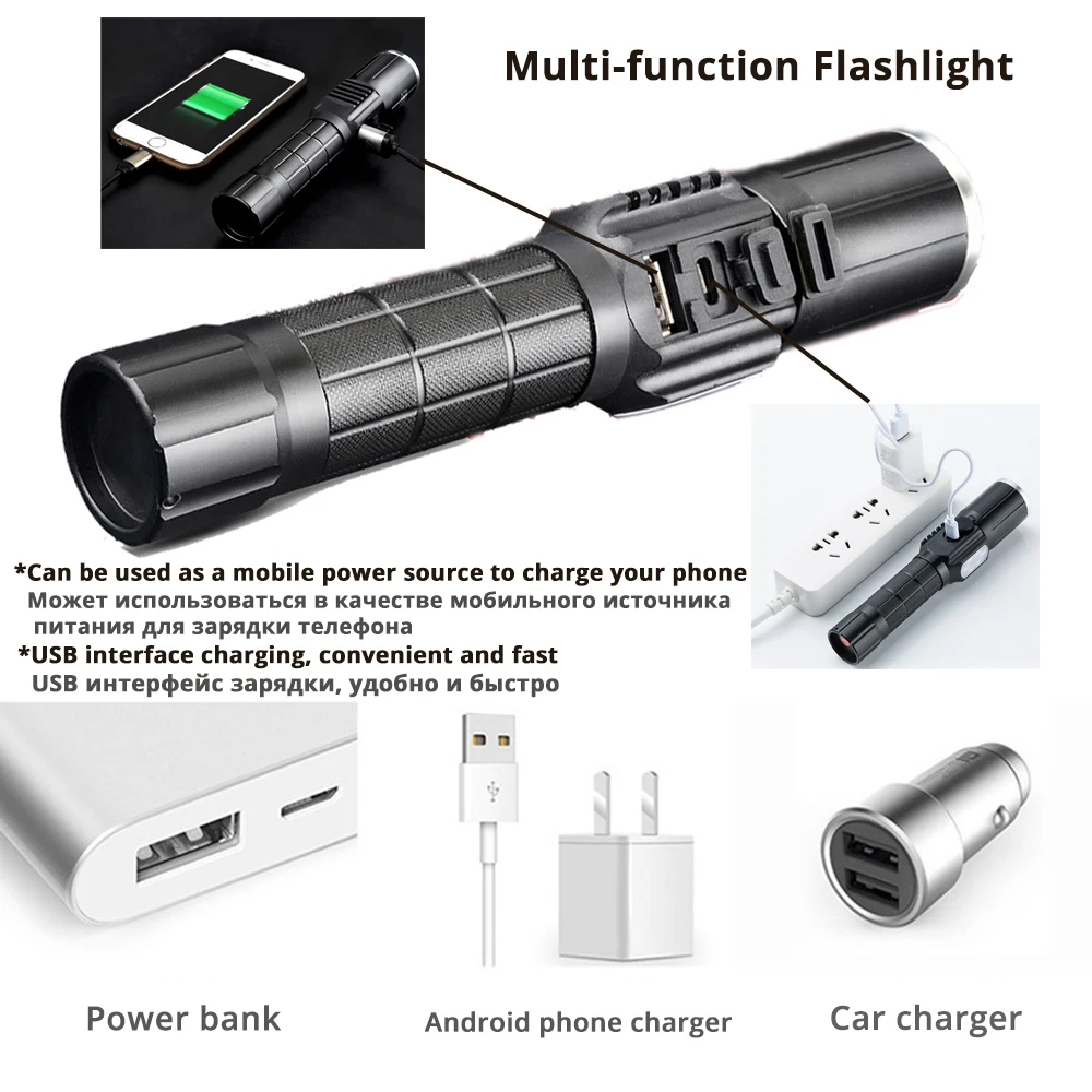 USB Перезаряжаемый светодиодный велосипедный фонарь Водонепроницаемый интерфейс