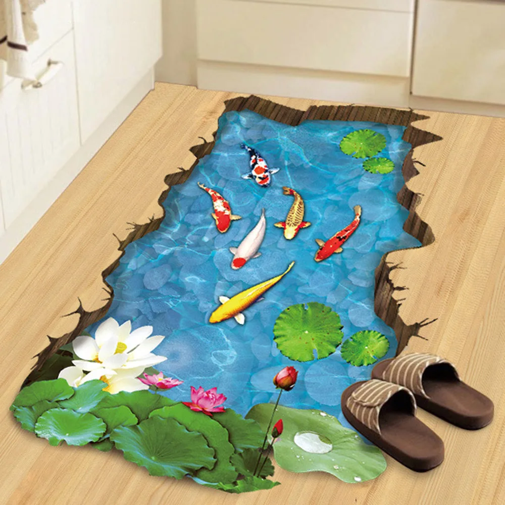 (Распродажа) настенный 3d стикер Fishpond Sandy Beach Carp для рисования DIY настенная