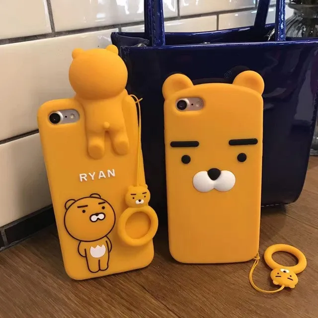 Новые милые 3D мультфильм лев Райан медведь мобильный телефон чехол для iPhone 6 6s 7 8