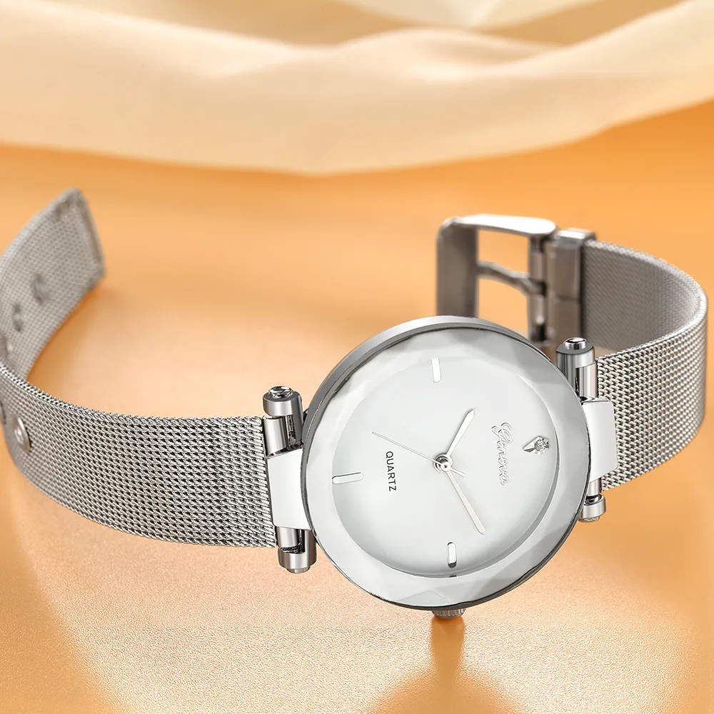 

Simple Small Dial Women Watches Geneva Fashion Classic Stainless Steel Band Quartz Ladies WristWatch Business Clock Reloj Mujer