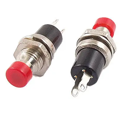 10 шт КРАСНЫЙ 2-контактный SPST Off-(On) N/O круглый Мгновенный кнопочный переключатель 1A