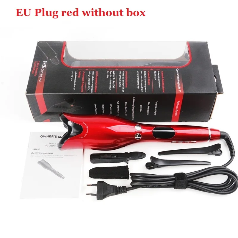 EU red without box Новейшая Автоматическая Плойка для завивки воздуха, палочка для завивки волос, 1 дюйм, вращающаяся Волшебная Плойка для завивки волос, инструменты для салона, титановые Автоматические щипцы для завивки волос - Цвет: EU red without box