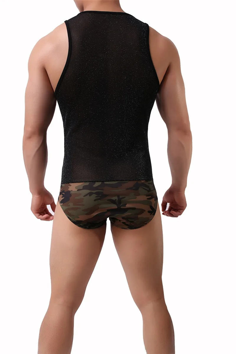 Sexy Sleeveless Undershirts Mens Leotard Bodysuit Jumpsuit Swimwear One-piece Swimsuit Wrestling Singlet Sleepwear Bodysuit