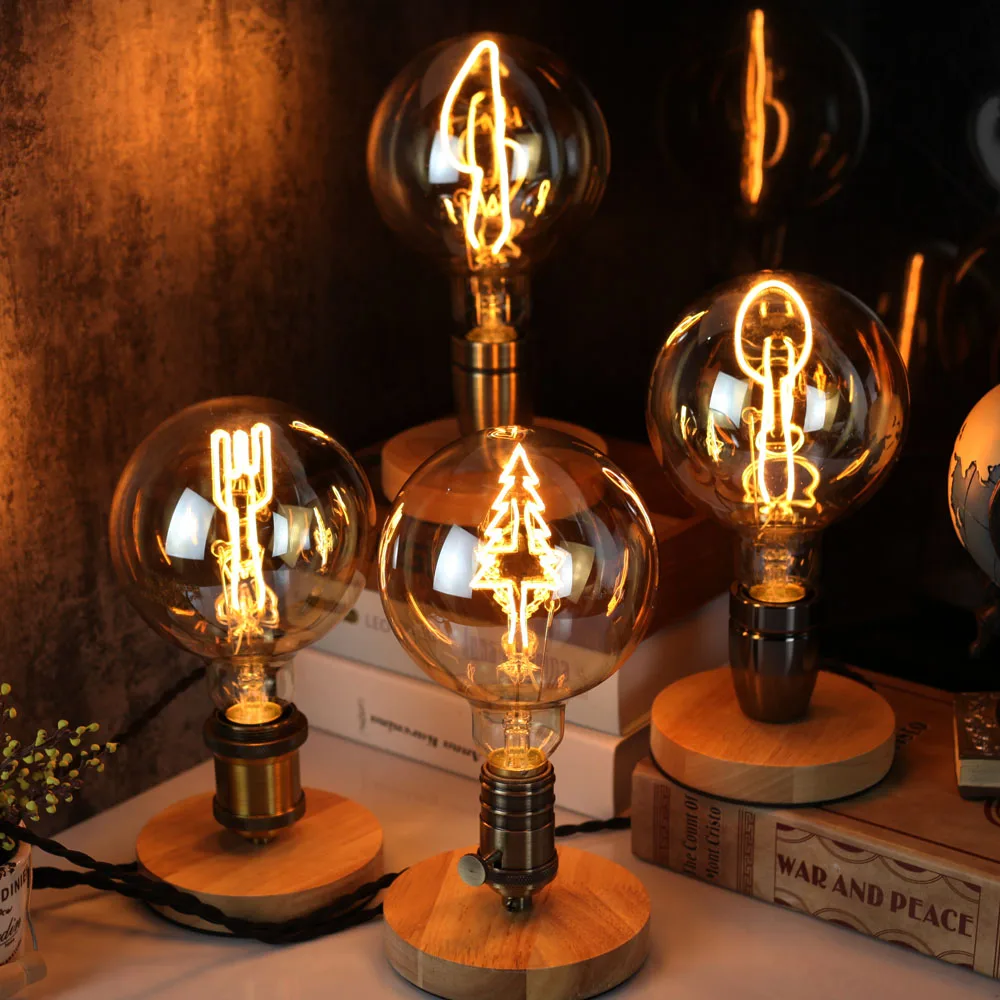 TIANFAN Edison ЛАМПЫ старинная лампочка G125 изогнутая Светодиодная лампа накаливания 4