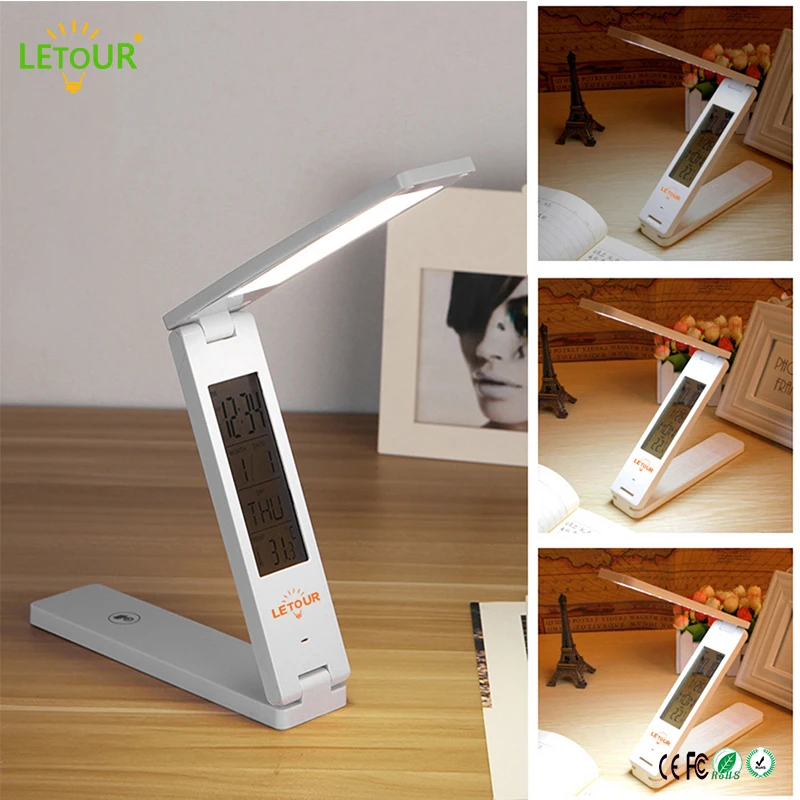 Настольная лампа ЖК дисплей Складная сенсорный выключатель 3 уровня диммера