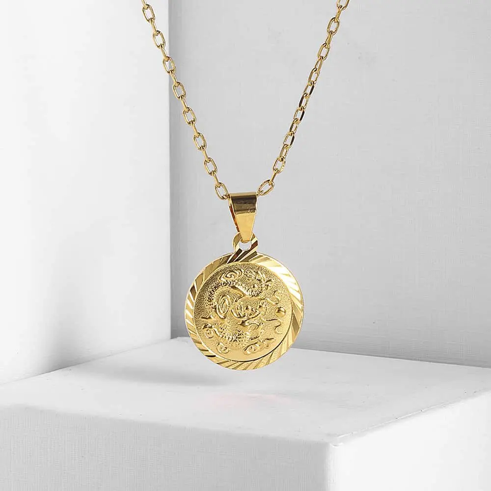 Swirl магнит для монет ожерелье женщин девочек желтый золотой заполненный узор в