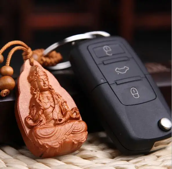 Брелок для ключей Будда Lotus guanyin брелок из натурального дерева ювелирных изделий