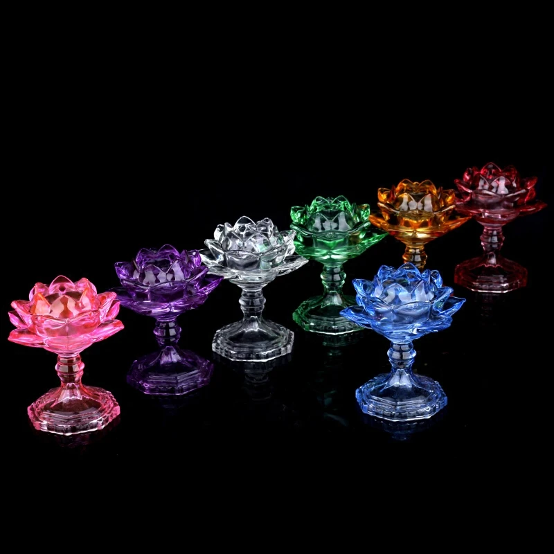 7 видов цветов Хрустальное стекло цветок лотоса Свеча чайный свет держатель