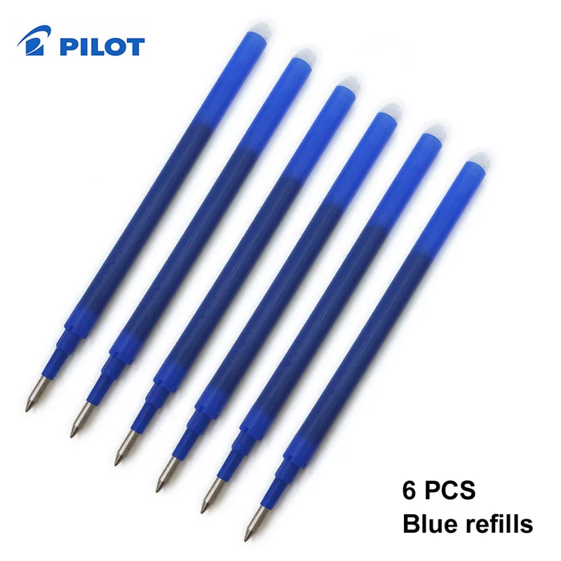 6 PCS blue refills Бренд Pilot FriXion LFB-20EF стираемые гелевые ручки тонкий кончик 0,5 мм черные/синие/красные чернила - Цвет: 6 PCS blue refills