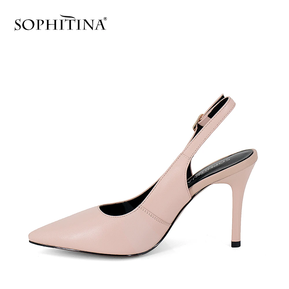 SOPHITINA/Брендовые женские босоножки из однотонные натуральной кожи. Летние туфли с