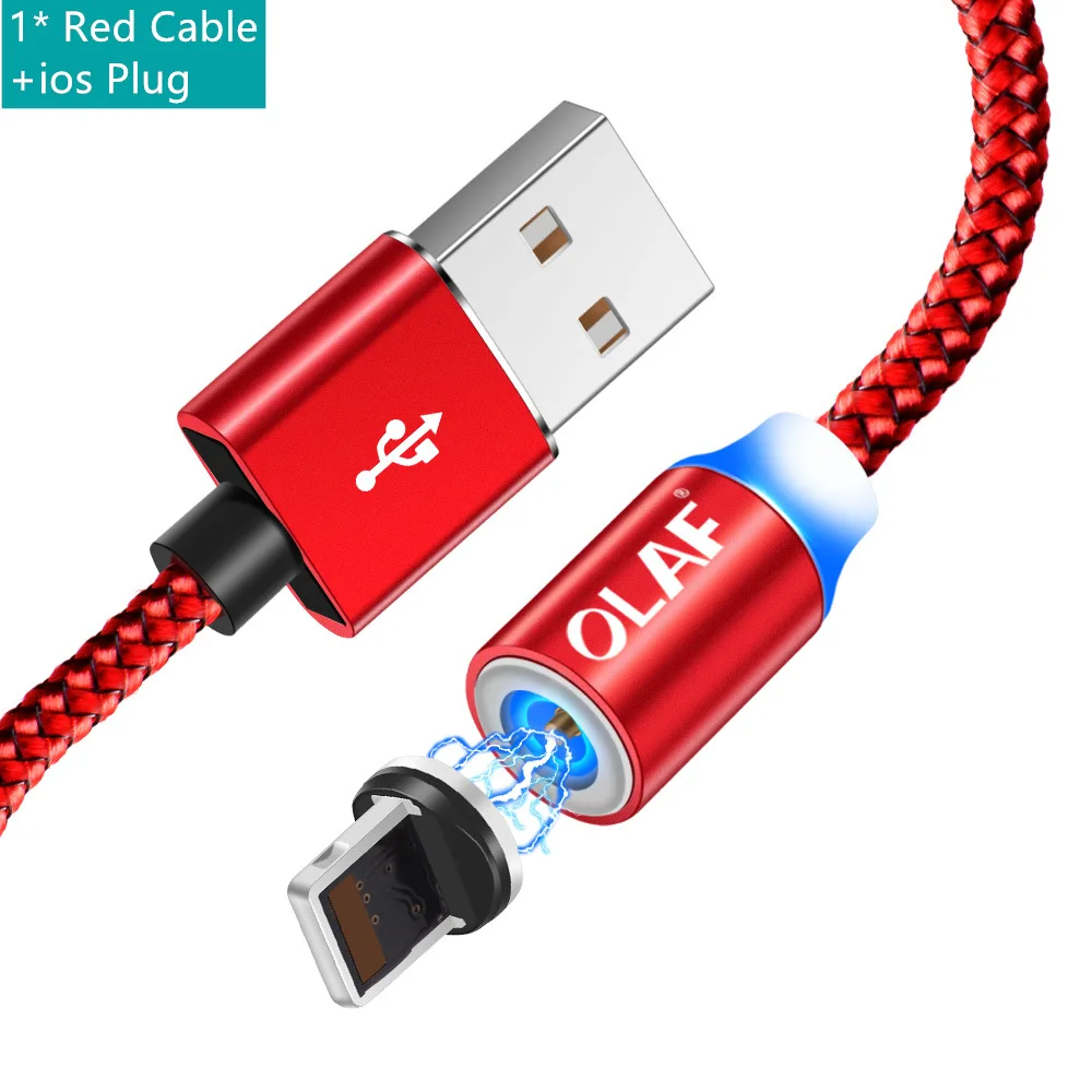Магнитный usb-кабель Олаф для iphone X XS Max, быстрая зарядка, кабель Micro USB type C, Магнитный зарядный провод для samsung, Xiaomi, huawei - Цвет: Red For ios