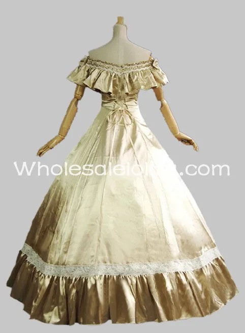 

Light Off The Shoulder Southern Belle Victorian Satin Prom Gown/party Dress/party Costume