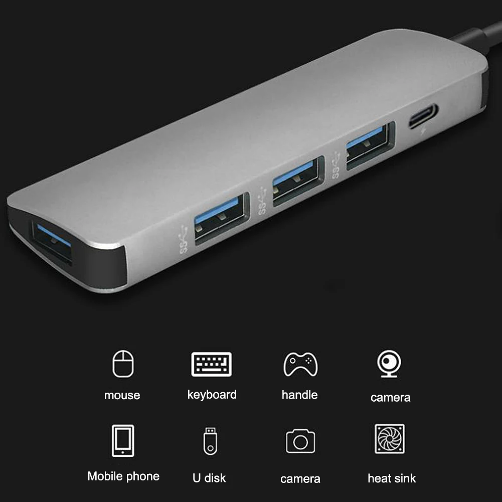 Hot5 in 1 USB Type C Hub PD Power Delivery Port 4 3.0 Adapter for Mac book Pro Thunderbolt Charger | Компьютеры и офис
