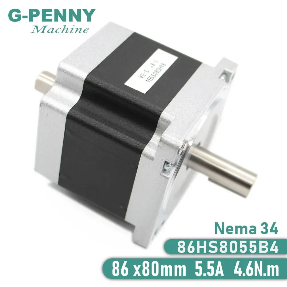 NEMA 34 шаговый двигатель 86x80 мм Nema34 с ЧПУ двойным валом 5 5a 4 6 нм D = 14 1 8 дюйма для