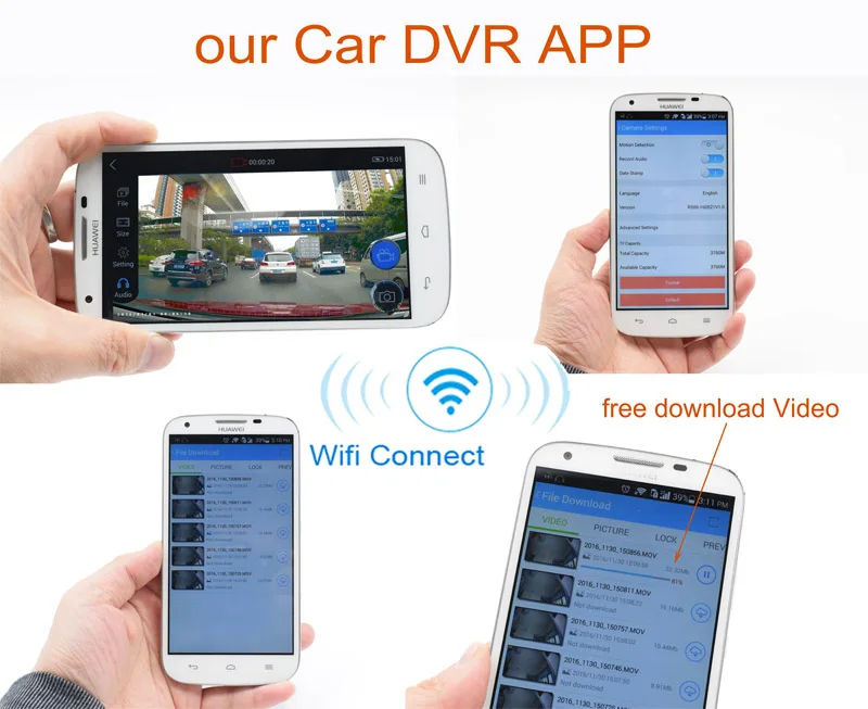 XCGaoon Wi Fi автомобильный dvr регистратор цифровой видео регистраторы тире камера 1080 P Ночь Версия Novatek 96658 объектив может вращаться 90 градусов