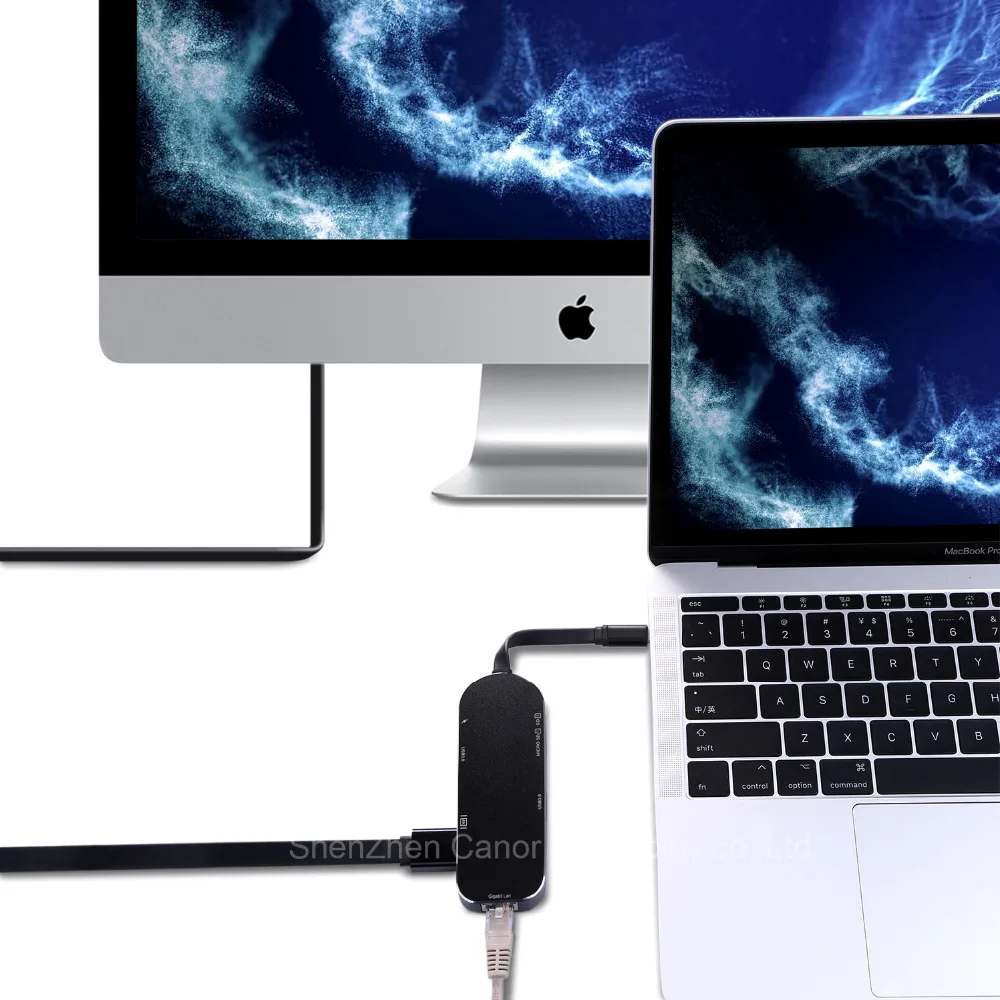 

Type-c hub converter 7 in 1 HDMI Gigabit Ethernet cable USB-C charging SD / TF card reader with Type-C 4K Video Adapter USB 3.0
