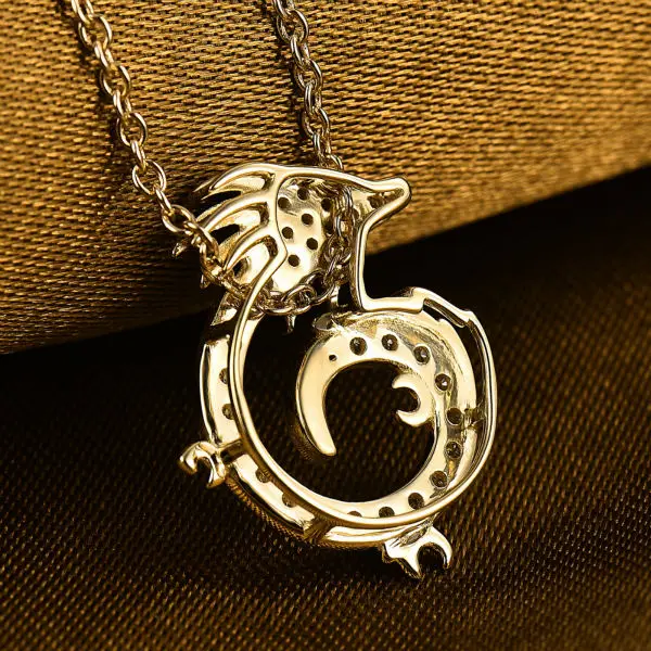 New Diamond Necklace Pendant China Dragon Shape 18K Yellow Gold Special Jewelry for Girl WP058 | Украшения и аксессуары