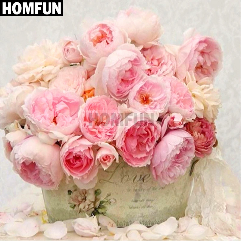 

Набор для алмазной вышивки HOMFUN A02707, алмазная живопись «Роза» с полными квадратными/круглыми стразами, 5D, домашний декор
