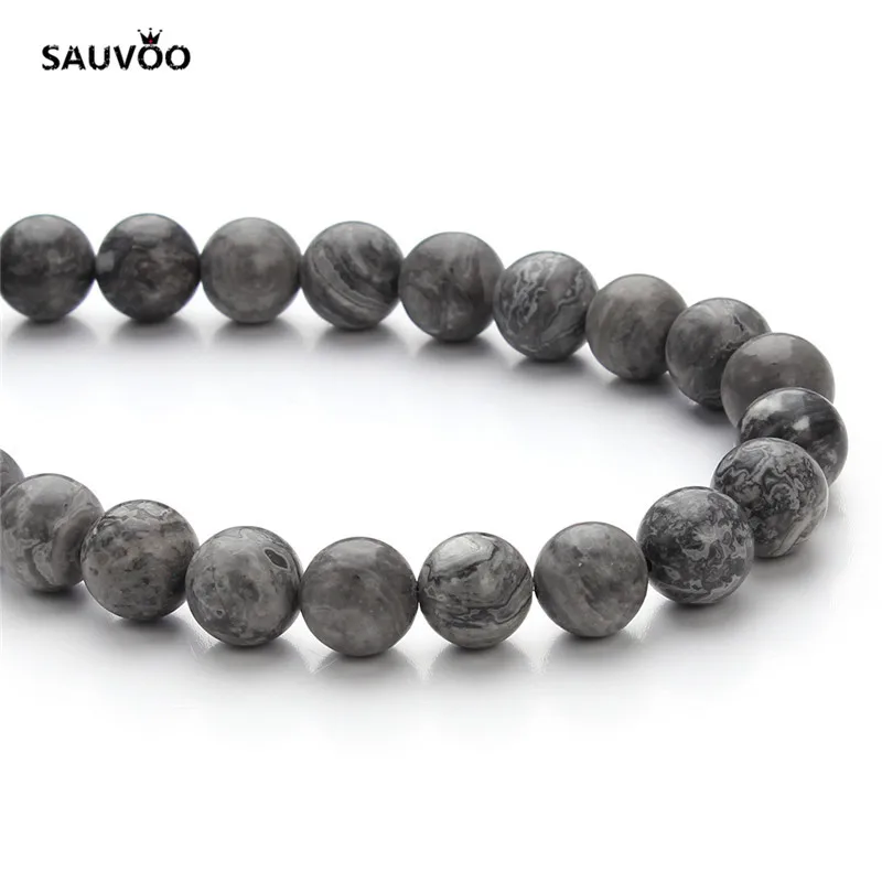 Бусины SAUVOO круглые черные из натурального камня Пикассо незакрепленные бусины