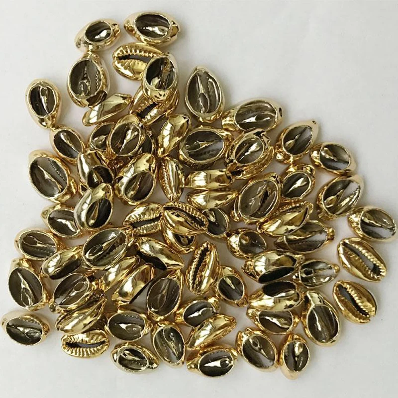 Золотистые/Серебристые бусины в форме ракушек Cowrie для изготовления ювелирных