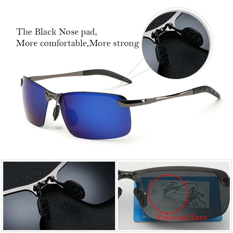 

SAYLAYO Men Polarized Sunglasses Aluminum Magnesium Sun Glasses For Outdoor Driving Fishing Rectangle UV400 Protection Eyewear