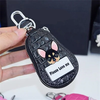 as picture Мода коровья кожа ключ милый мультяшный кошелек животное чехол для автомобильных ключей ключница для мужчин домашний Брелок Сумочка подарок для мужчин и женщин - Цвет: as picture
