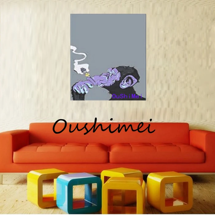 Современная картина ручной работы с изображением курительной обезьяны животные