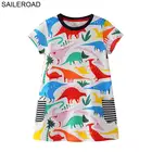 SAILEROAD 2-7лет мультфильм динозавров новорожденных девочек топы майки платье для летних детей детская одежда для девочек хлопок Meninas Vestido